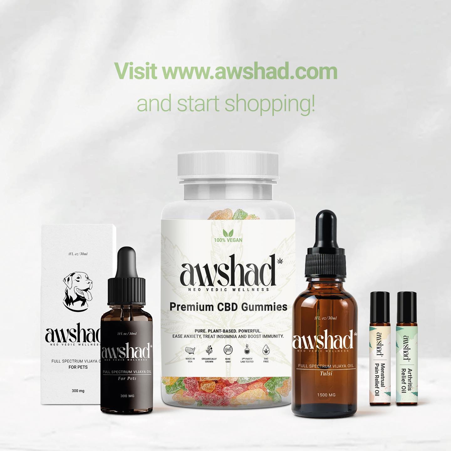 We are always thinking about your health and wellness. This is why we are making products that help you live your best life. Here is our range of products to provide a better experience to you. Shop them all at www.awshad.com

#awshad #allnatural #hempbenefits #rollon  #wellness #gummies #newlaunch #vijayaoil  #hempextract #hempproducts #pets #health #healthandwellness #healthy #cbdoil #heal #natural #naturalremedy #ordernow #care #love  #safe #doctor #ayurveda #healing #newproduct